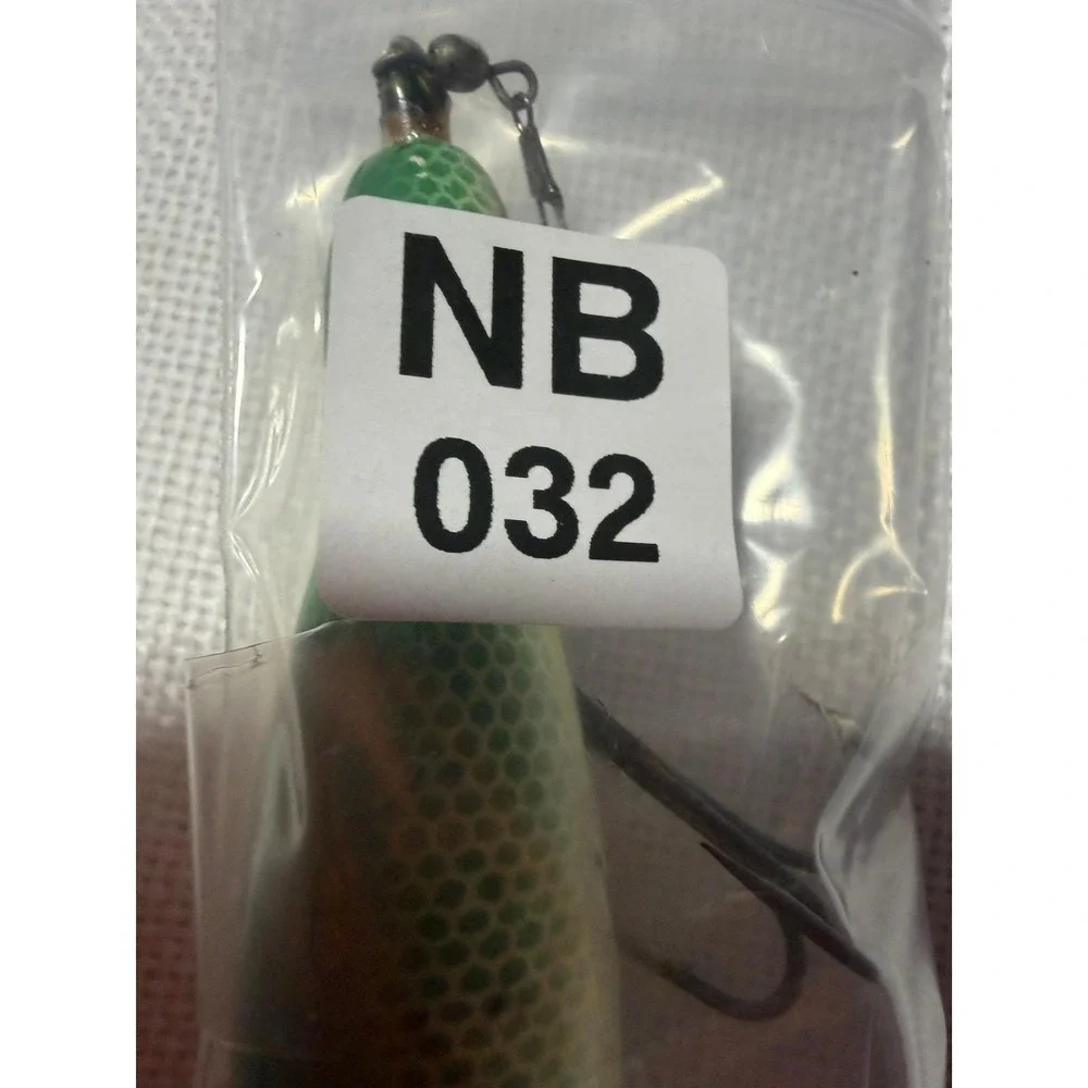 Vintage Green Scale‎ Wooden Crankbait Fishing Lure Deep Diver Metal Lip NB032